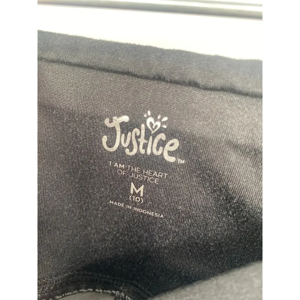 Justice Colorblock Leggings Black Blue Green Ankle Length M 10